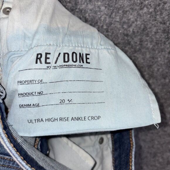 Redone Originals Jeans Womens Size 25 Blue ultra high rise ankle crop - Picture 4 of 12